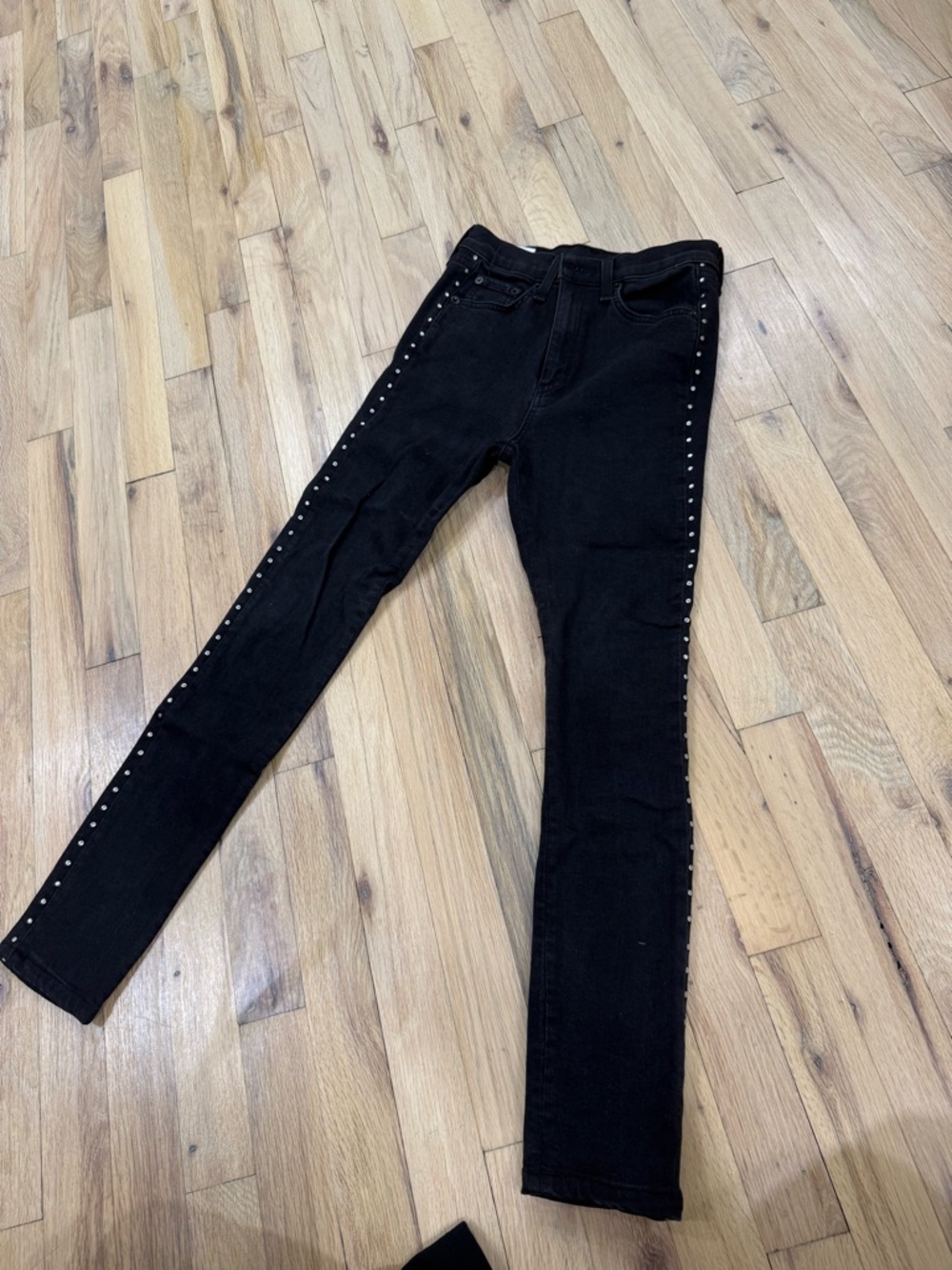 rag & bone Black Skinny Jeans with Side Studs